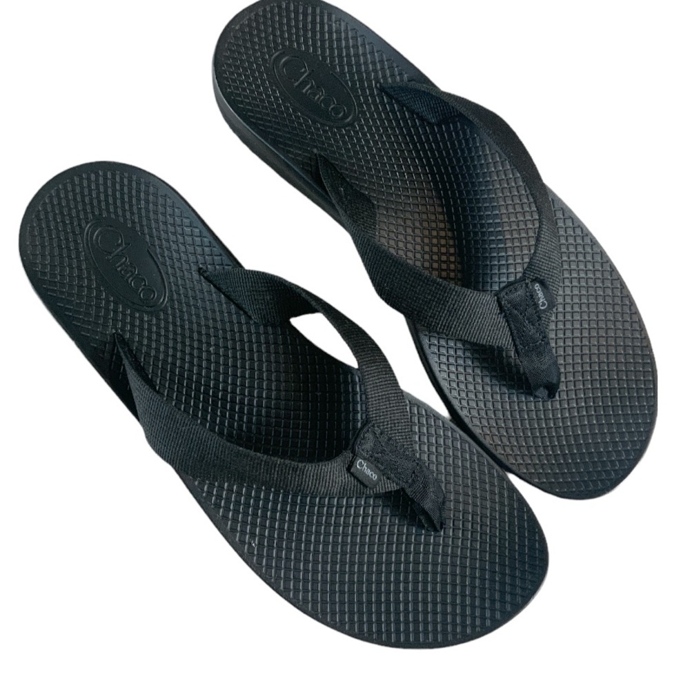 Chaco womens classic flip flop thong slip on sandals solid black Size 11